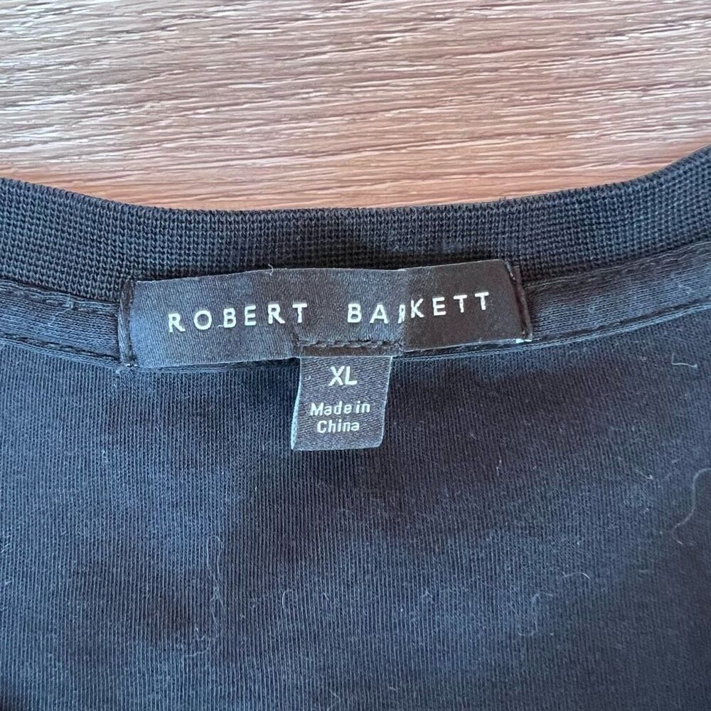 Robert Barakett Men's Black Pima Cotton Georgia V-Neck Short Sleeve T Shirt XL - Picture 2 of 6